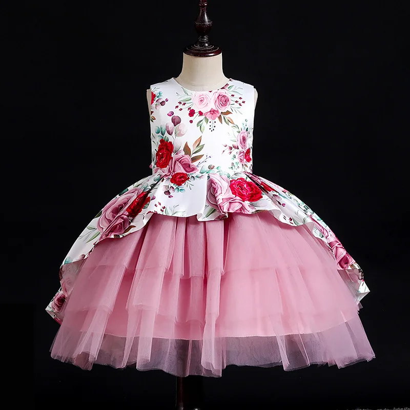 

6M-8Years Kids Dress for Girls Wedding Tulle Lace Girl Dress Elegant Princess Party Pageant Formal Gown For Teen Children Dress