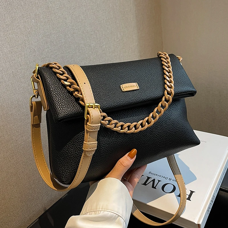 

Luxury Designer Single Shoulder Underarm Bags 2023 New Women's Litchi Pattern Soft Pu Messenger Bag Elegant Chains Handbags