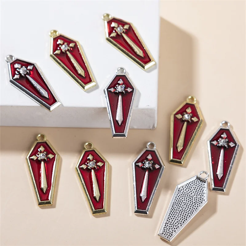 10 шт красный цвет эмаль Крест Кристалл Подвески кулон для женщин мужчин DIY ожерелье браслет ювелирные аксессуары 31*13 мм 31*13 мм
