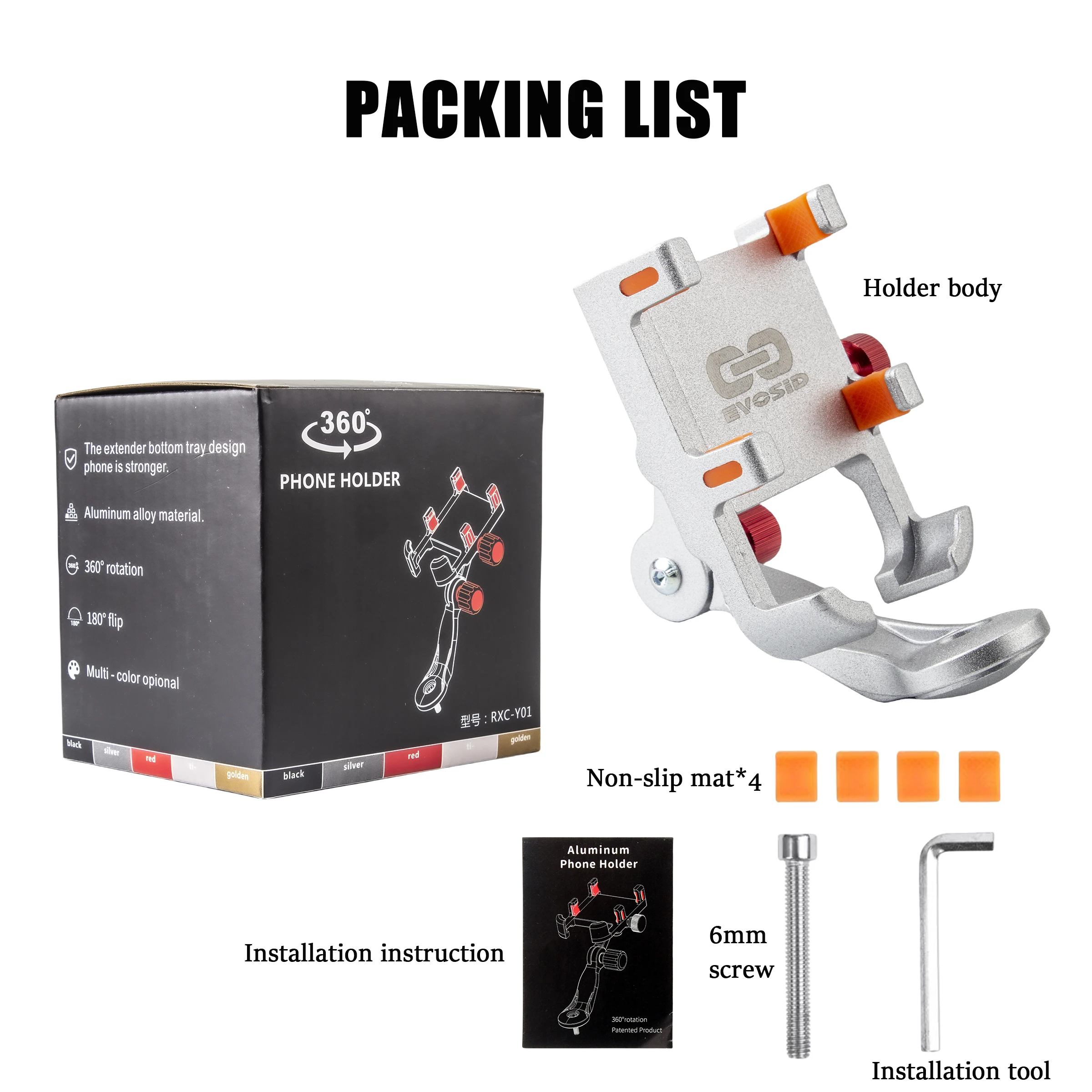 Держатель для телефона из алюминиевого сплава вращающийся на 360 °