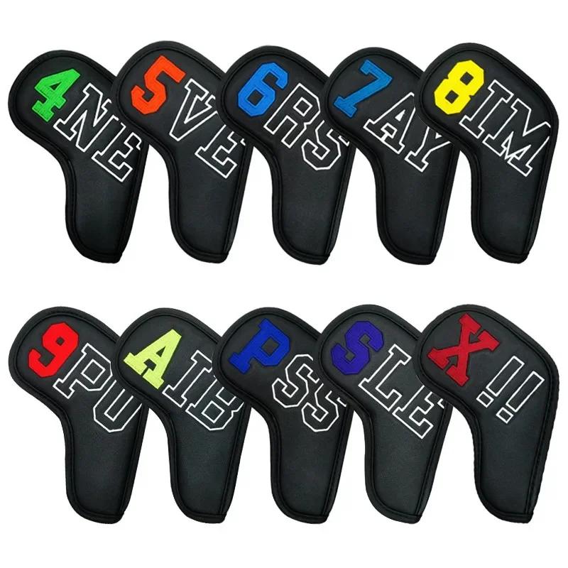 

Colorful Embroidered Golf Iron Cover Protection Case Golf Club Cover Head Cover Cap Golf Accessories Free Shipping