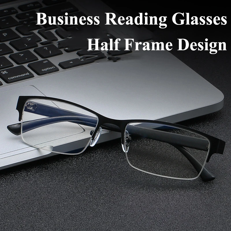 

Simple Presbyopic Glasses Vintage Unisex Men Flexible Half-frame Farsighted Eyewear Business Optical Reading Eyeglasses Diopter