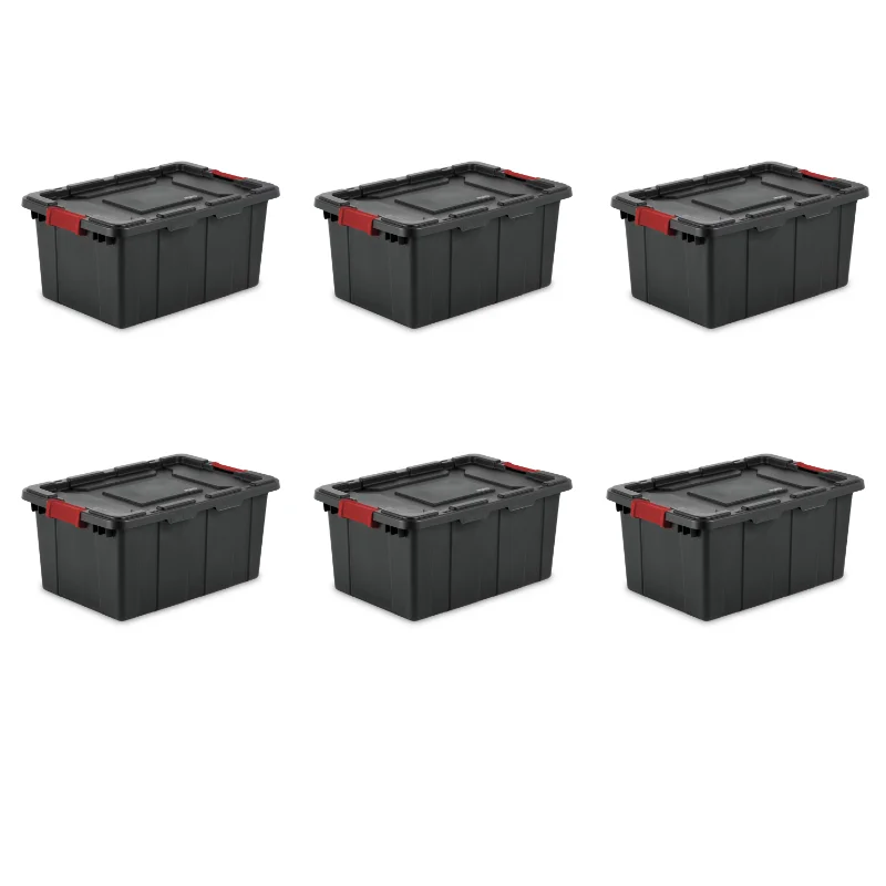 

15 Gallon Industrial Tote Plastic, Black, Set of 6 Make Up Organizer