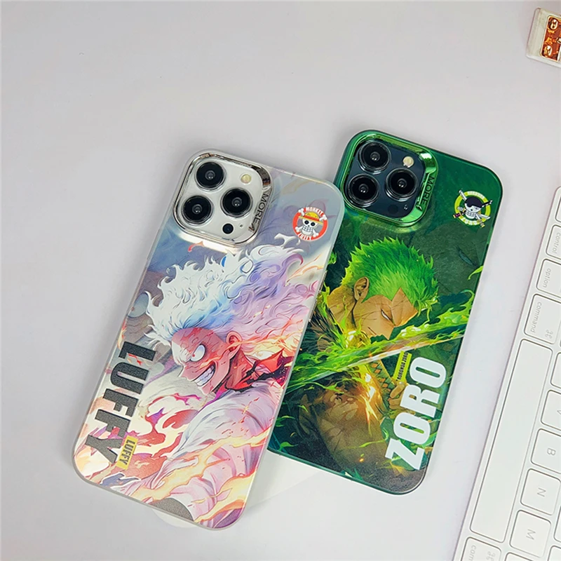

Anime Dragon Ball One Piece Luffy Nika Zoro Color Silver Case for IPhone 11 12 13 14 15 Pro Max Plus Phone Cover Shell Toy Gift
