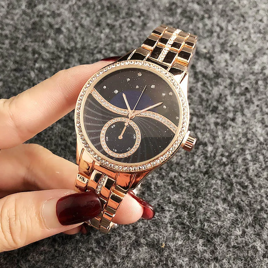 Brand Wrist Watches Women Girl Ladies Crystal Style Quartz Casual Steel Metal Band Clock m74