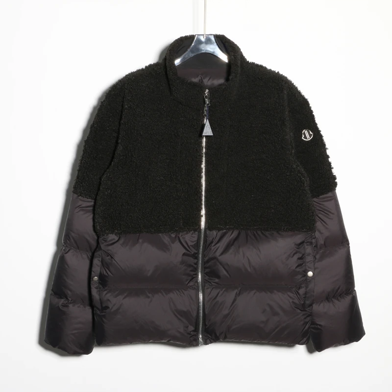 RiackOwen men down jacket RO dark style fur all-in-one polar fleece stitching stand-up collar for men and women