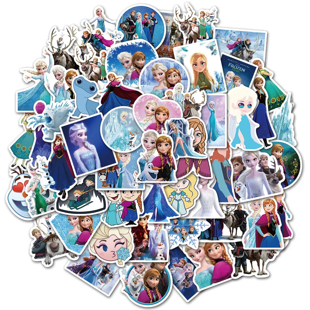10/50/100pcs Disney Movie Frozen Stickers Princess Anna Elsa