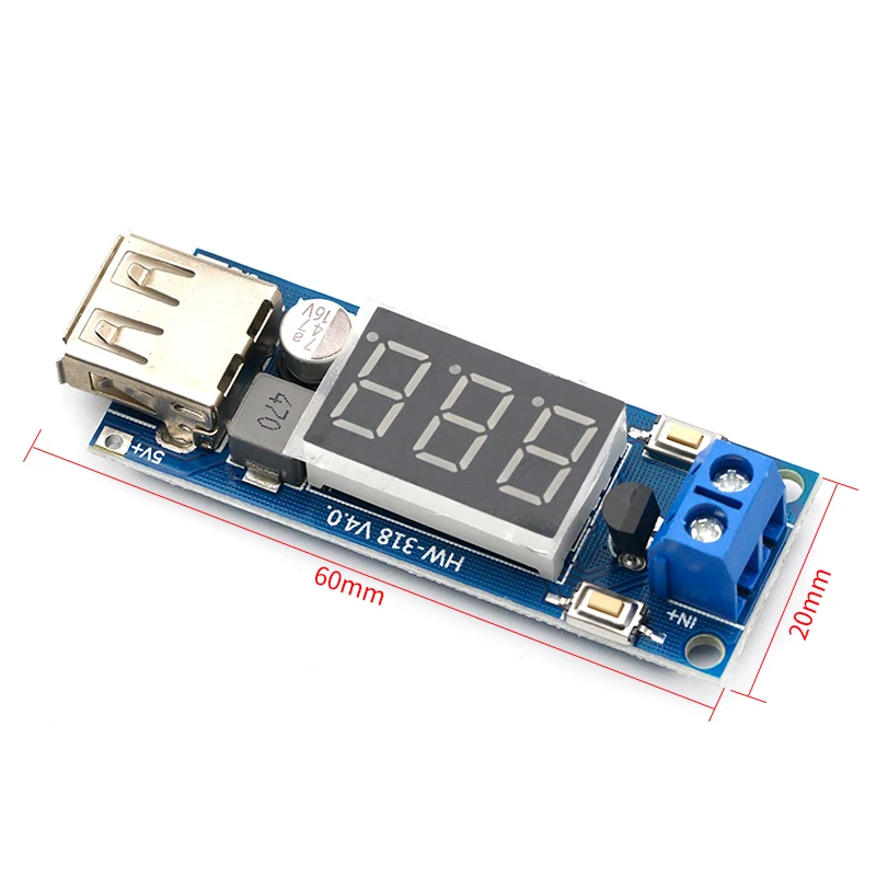 usb car charger led step down buck converter voltmeter module low power dc 4 5 40v to 5v 2a high efficiency low ripple board free global shipping