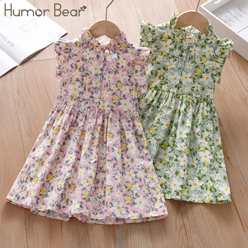 

Повседневные платья Humor Bear для девочек, новинка, летние детские костюмы с цветочным принтом для маленьких принцесс на день рождения