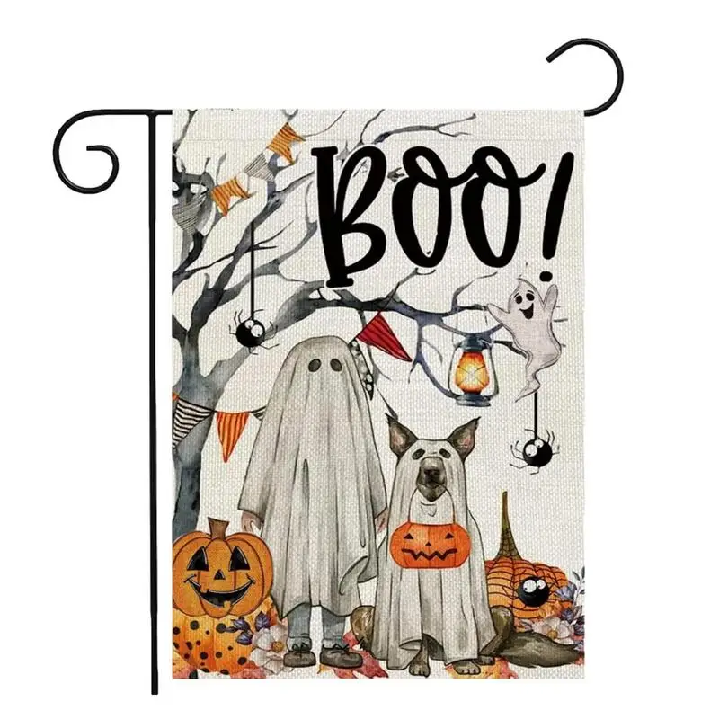 

Halloween Yard Flag Happy Halloween Flag Trick Or Treat Decor Fall Burlap Yard Flags Reusable Multifunctional Holiday Yard