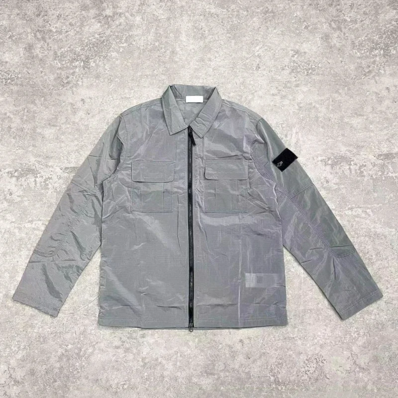 

Spring 2023 Autumn Street STONE Jacket Reflective Waterproof Polo Zipper Coat Embroidery Patch Men's and Women's Topmoncler jack