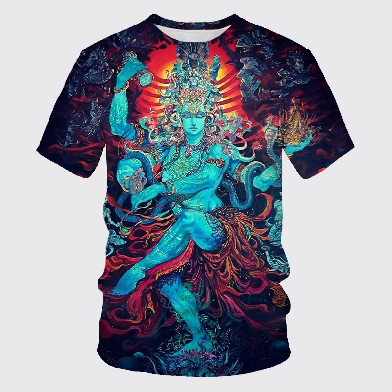 

Hot Selling New Fashion God Shiva God 3D Printing T-shirt Summer Personalized Casual Teen Short Sleeve T-shirt for Men and Women