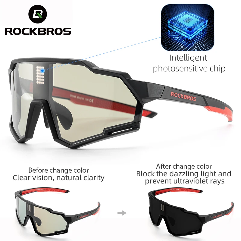 

ROCKBROS Bicycle Photochromic Glasses Smart Chip Discoloration Outdoor Sports Sunscreen Cycling Eyewear MTB Road Bike Sunglasses