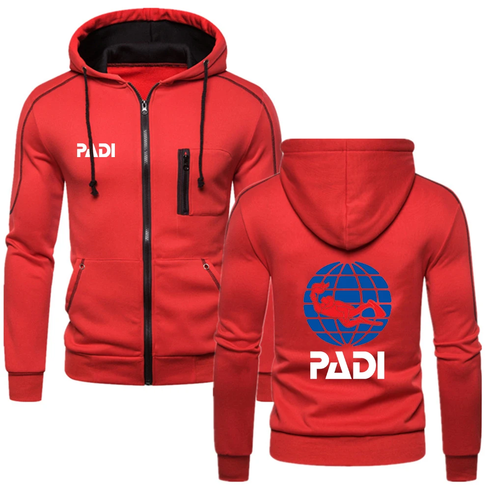 

2022 Scuba driver Padi Logo Fashion Male Comfortable Cotton Zipper Hoodie Fitness Sweatshirt Solid Fleece College Style Coat Top