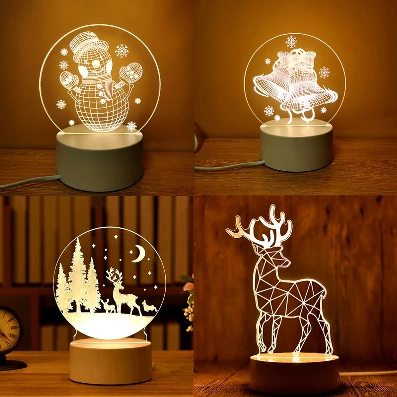 

New Year Gifts 3D Lamp Acrylic USB LED Night Lights Neon Sign Lamp Christmas Decoration 2022 Home Bedroom Decoration Neon Lamp