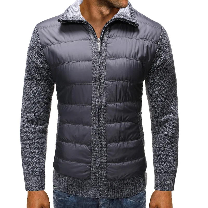 

Fleece Sweater Coat Men Autumn Winter Thick Warm Patchwork Wool Cardigan Zipper Slim Fit Knitted Jackets Fashion Male Clothing