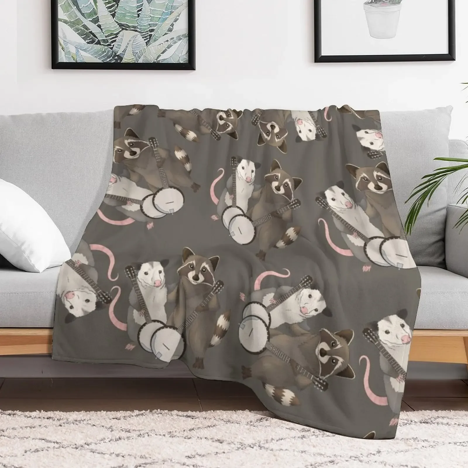 Одеяло Опоссум и енот с банзе Роскошное дизайнерское дорожное одеяло Роскошные