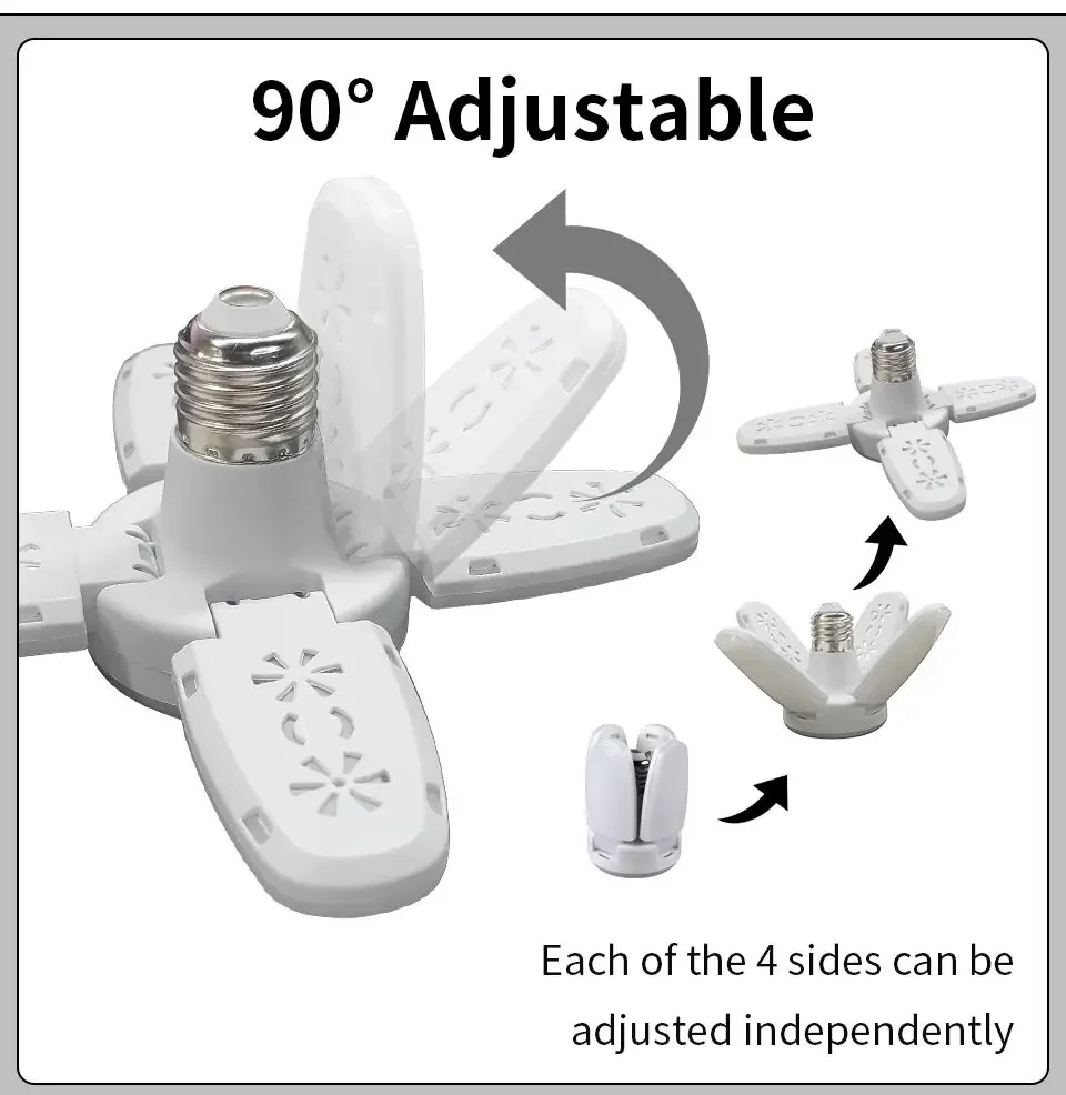 Складная светодиодная лампа E27 28 Вт холодный теплый белый с регулируемым углом