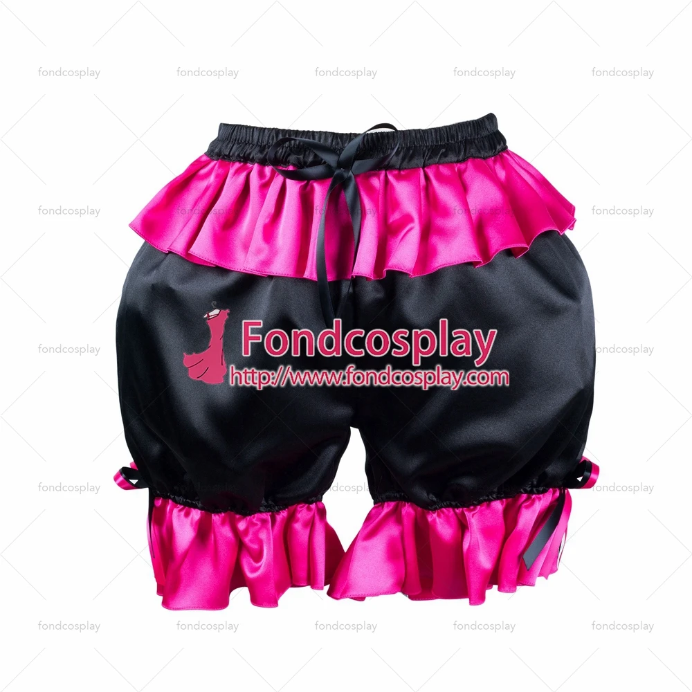 

adult sexy cross dressing sissy maid short black hot pink satin bloomers panties Tailor-made[G2171]