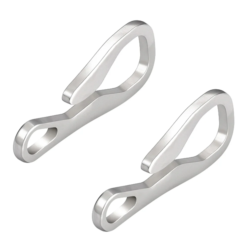 

2 Pcs Key Chain Ring Hanging Buckles Hanger Buckle Stainless Steel Hook Clips