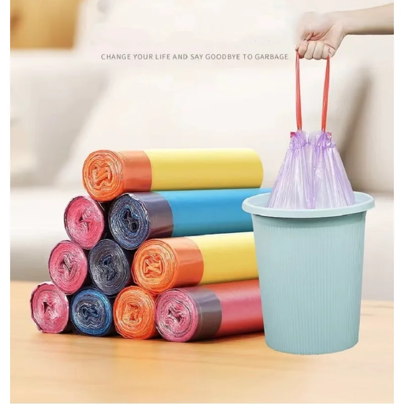 

Утолщенный веревочный мешок для мусора, 10 рулонов/ручной большой одноразовый мешок для мусора, маленькие мешки для мусора