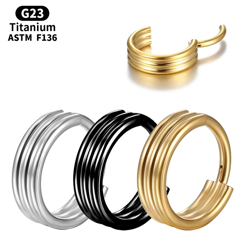 

Piercing Titanium Nose Ring Diaphragm Earrings Industrial Cartilage Tragus G23 Spiral Perforated Body Jewelry Daith Helix Women