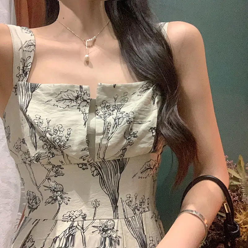 

2022 Women Sexy Midi Dress Korean Fashion for Summer Vintage Aesthetic Clothes Party Beach Sundress Clothing Long Elegant Dress