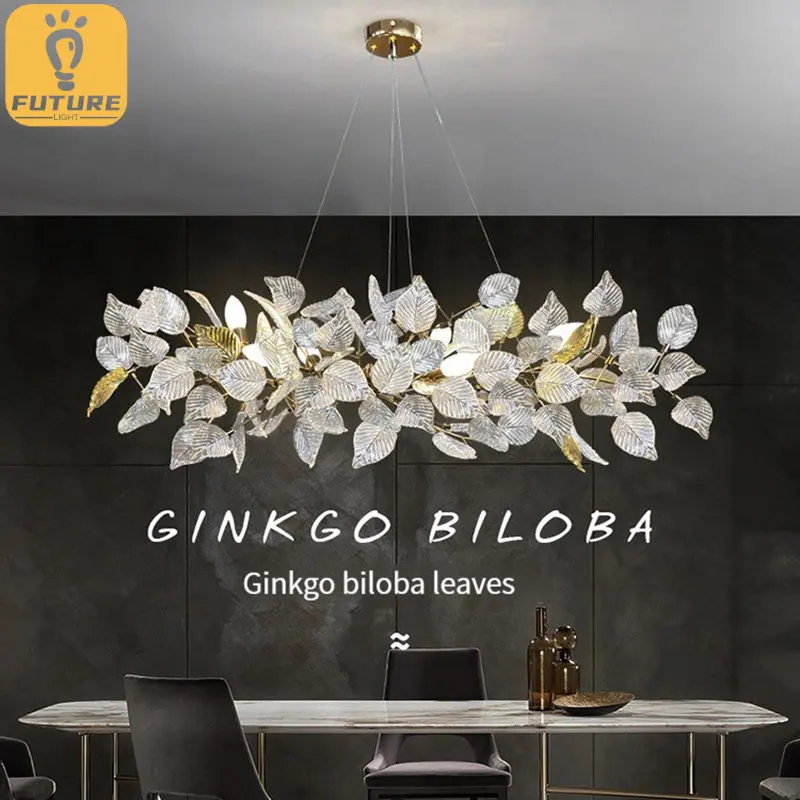 2023 Nordic Pendant Lamp Luxury Living Room Glazed Leaves Led Chandeliers Lighting Fixture for Bedroom Dining Room Decor