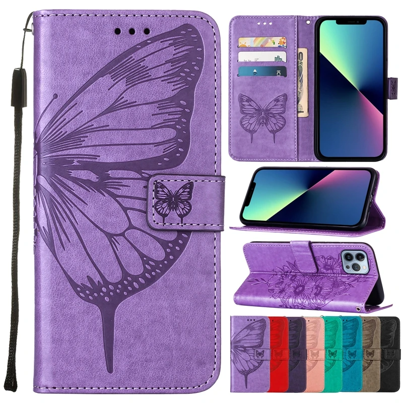 

Wallet Butterfly Wings Flip Leather Case For iPhone 15 15 Plus 14 Pro Max 13 Pro 12 Mini 11 Pro SE 2022 XS XR 8 7 Plus 6 6S Plus