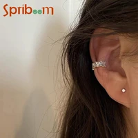 korean pearl zircon clip earrings for women without pierced ear clips simple earcuff retro accessories girls party jewelry gifts