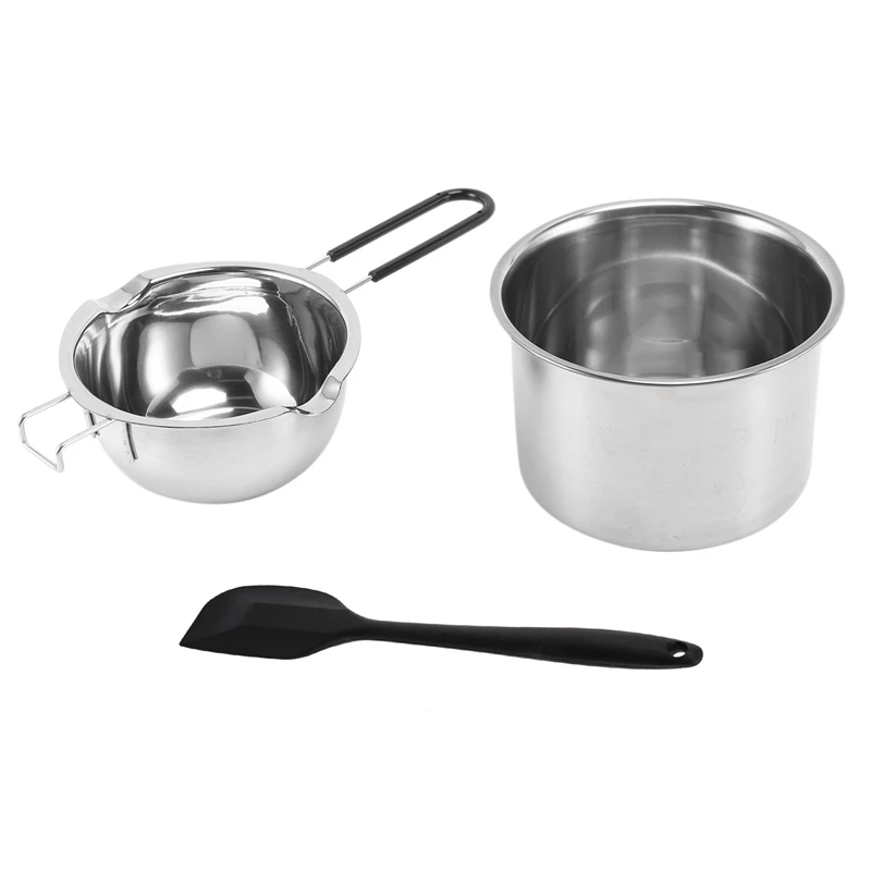 

2X Double Boiler Pot Set Stainless Steel Melting Pot With Silicone Spatula For Melting Chocolate,Soap,Wax,Candle Making