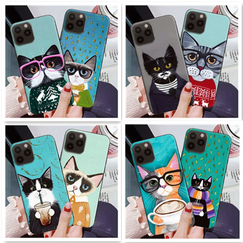 

2021 Cute little Cat head Case For iPhone 12 13 Mini 11 Pro Max X XR XS Max 7 8 6 6s Plus SE 2020 Silicone Bumper Cover