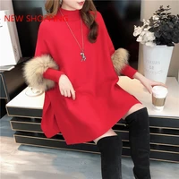 autumn winter new thick knitted sweater womens cloak shawl bat shirt pullover high neck loose sweater poncho christmas tops red