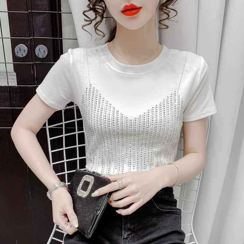 Футболки новая дизайнерская короткая трендовая футболка с круглым вырезом и