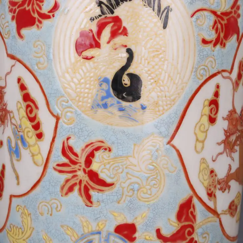Фото Qing Qianlong фарфоровая ваза керамический узор облака дракона бутылка Fushou Bangchui антикварная фарфоровая домашняя мебель горшок для растений №3