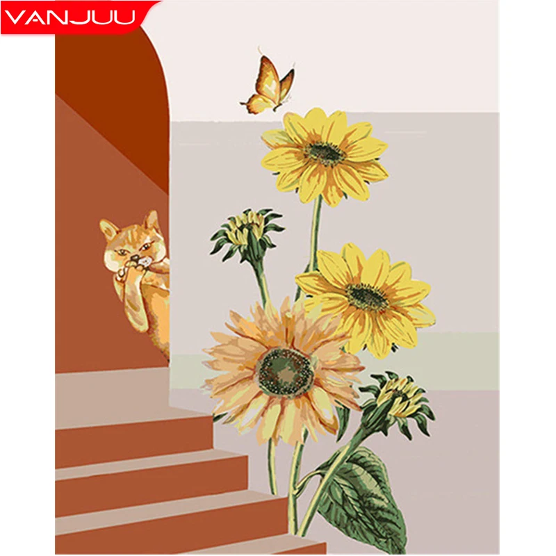 

5D Diamond Painting Sunflower Full Drill Diamond Mosaic Flower Cross Stitch Kits DIY Rhinestones Home Decor