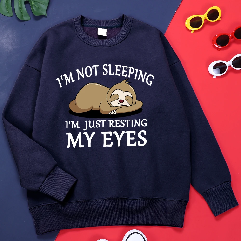 

Sloth:I'M Not Sleeping I'M Just Resting My Eyes Men Hoodies Harajuku Vintage Tops Fashion Loose Hoodie Popular Quality Clothes