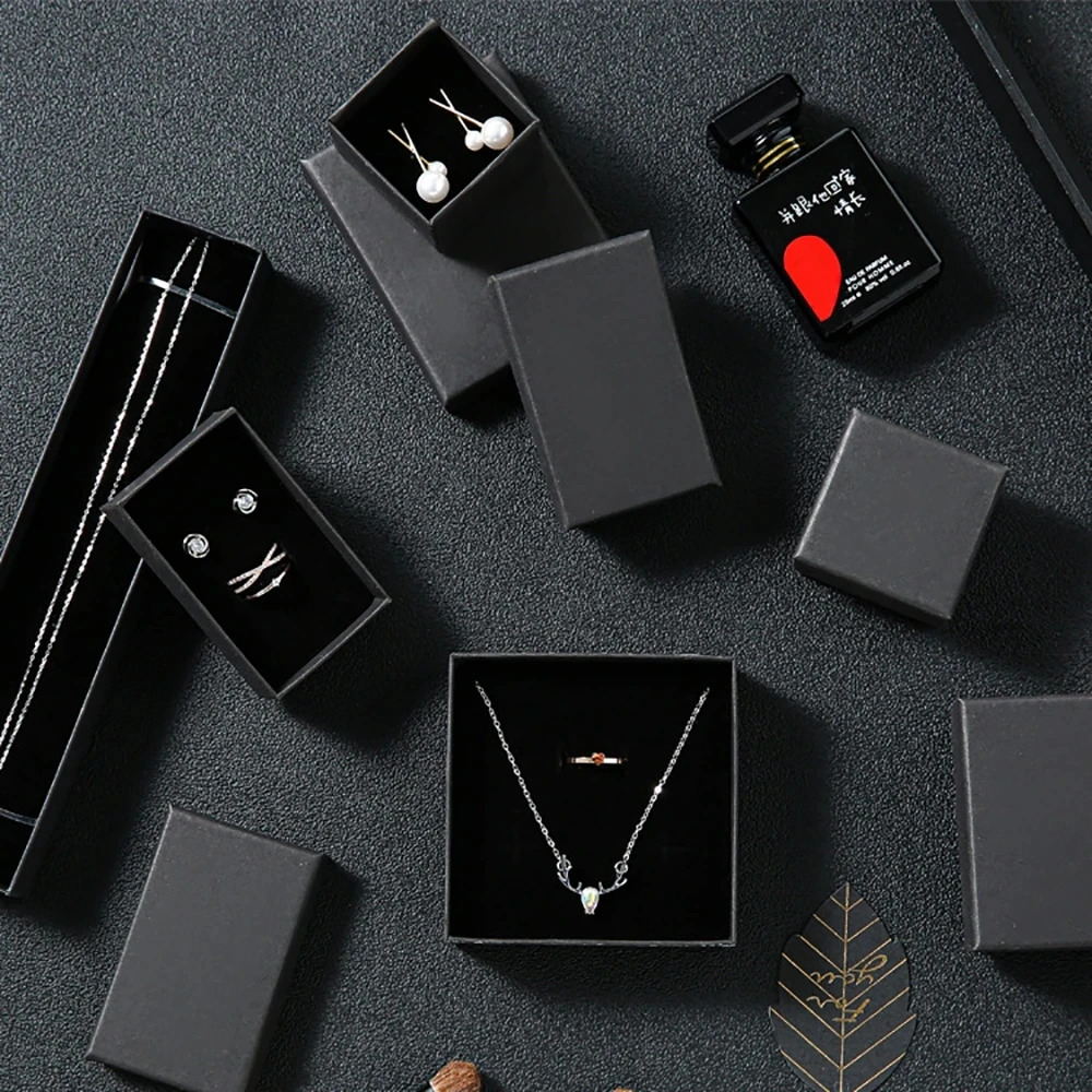 20 шт. черный дорожный органайзер для ювелирных изделий коробка из крафт-бумаги