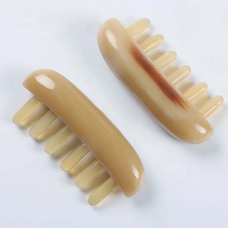

Массажная расческа Ox Horn с шестью зубьями, расческа Для массажа головы, из овечьего рога, с шестью точечными гвоздиками, семейный Массажер Для ногтей