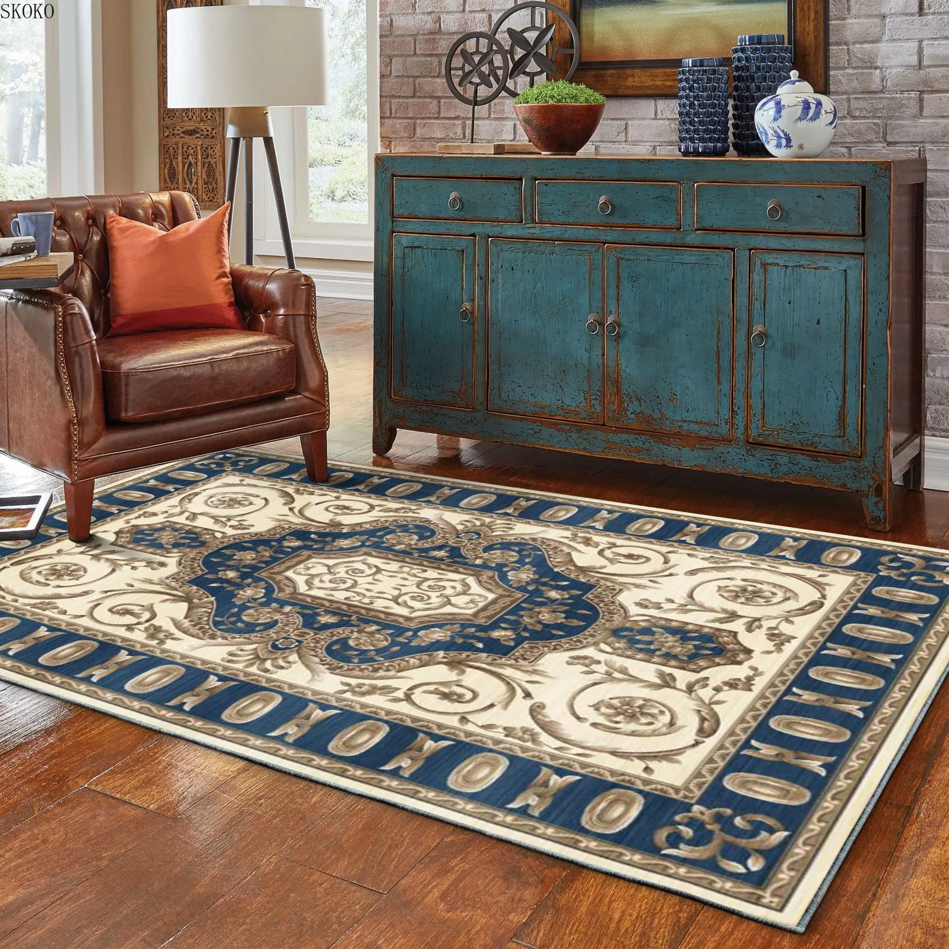 

Persian Style Printed Rugs Home Area Rugs Retro Living Room Decorative Rugs Living Room Floor Mats Ethnic Style Bedroom Rugs