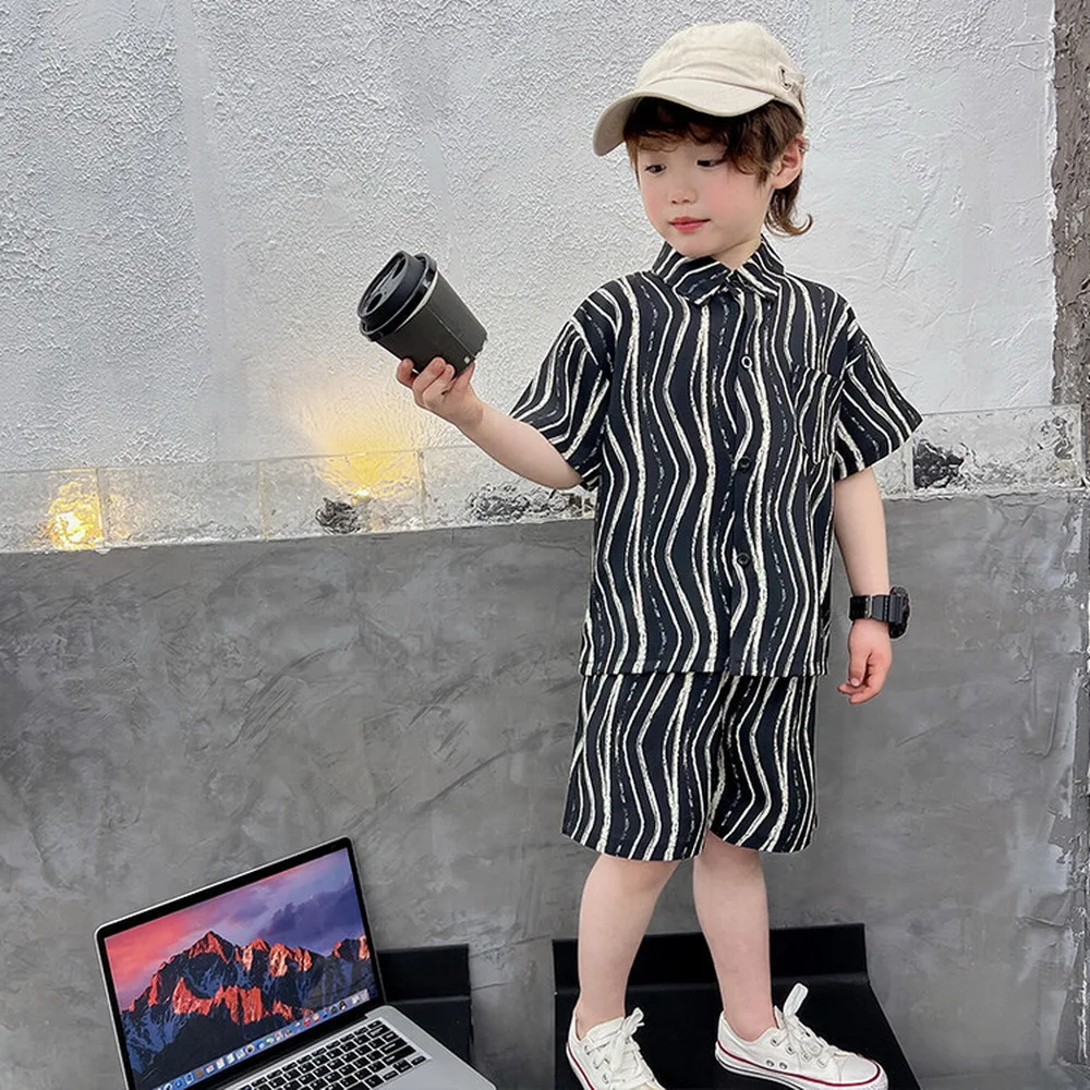 

Summer Hawaiian Style 2Pcs Kids Baby Boys Clothes Outfits Holiday Coconut Tree Print Short Sleeve Shirts+Shorts Boy Sets 2-10Y