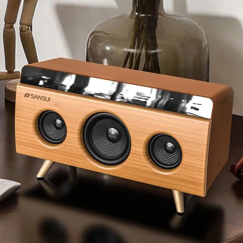 

Sansui S56 деревянный Настольный беспроводной Bluetooth-динамик, 3D стерео домашний кинотеатр, ретро сабвуфер, объемный бум-бокс высокой громкости