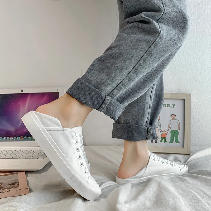 New Summer 2023 Lace Tied Canvas Shoes for Women Student Korean Version Versatile Flat Shoes Board Shoes Women's Casual Shoes