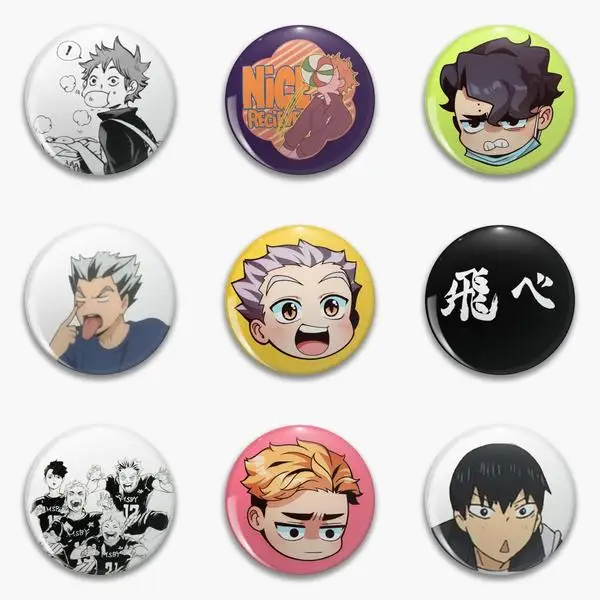 

Hinata Feat Meat Buns Nice Recieve Haikyuu Sakusa Bokuto Soft Button Pin Customizable Lover Jewelry Decor Creative Badge Clothes