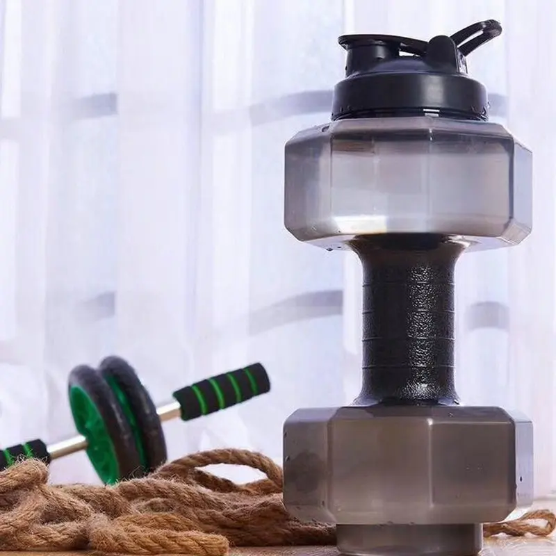 

Dumbbell water cup Sports water bottle Plastic sealed large capacity fitness cup Multi functional personalized water cup