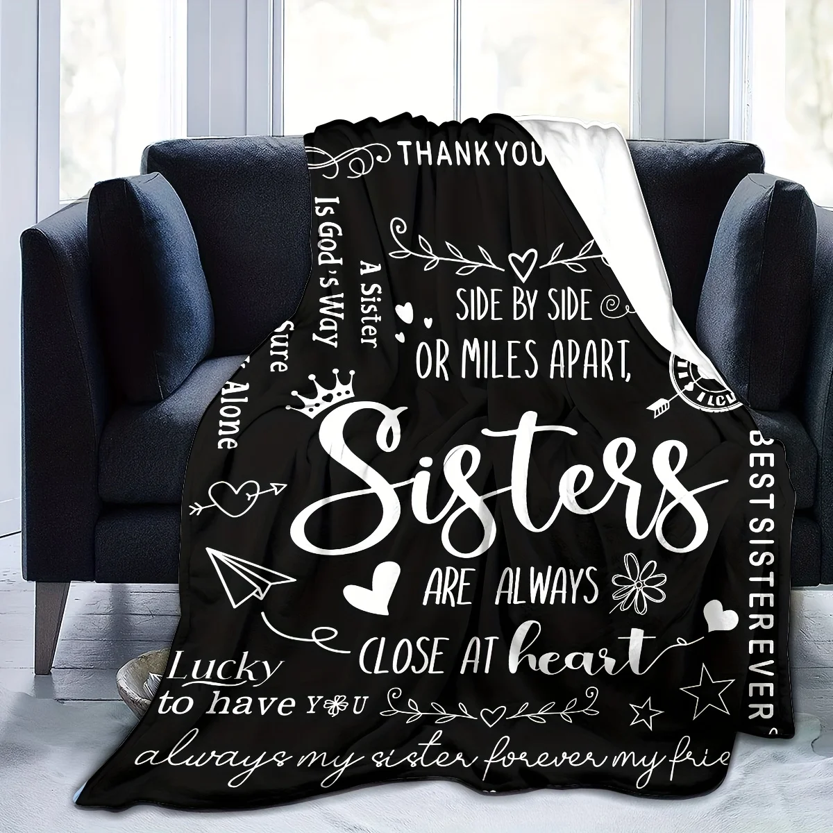 1 шт. мягкое и уютное фланелевое одеяло с принтом слогана — теплое покрывало для