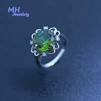 mh zultanite gemstone round 12 mm rings for women gift red 925 sterling silver color change diaspore stone ring fine jewelry