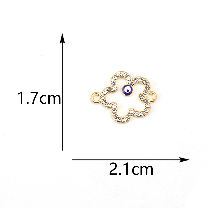 15Pcs 17*21MM New Fashion Flower With Evil Eye Charm Connector Delicate DIY Jewelry Bracelet Earrings Making Pendant Accessories