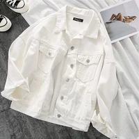 white denim jacket 2022 summer new korean version single breasted denim jacket coat temperament commuter cotton short jacket