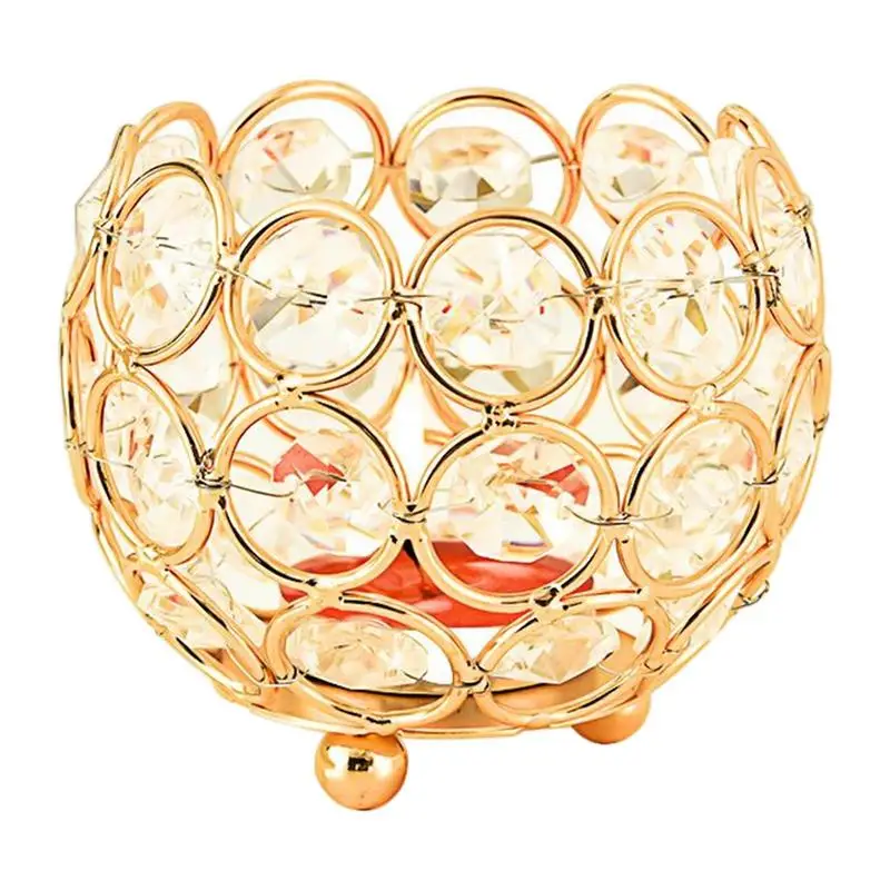 

Gold Crystal Candlestick Tea Light Candle Holders Candle Lantern Holders Candlesticks Vintage Romantic Wedding Party Home Decor